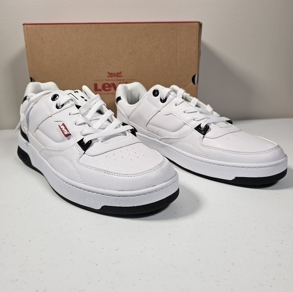 Levi's Mens 521 Mod Lo Pebbled Sneakers Low Top Casual White Black Size 12M - Picture 11 of 16